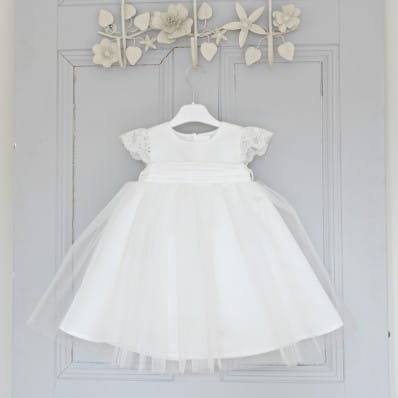 Duchesse satin christening dress