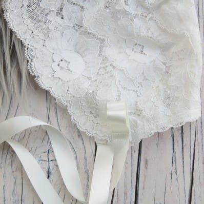 Sheer lace christening bonnet