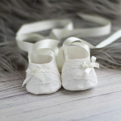 Mila Silk and lace Christening booties