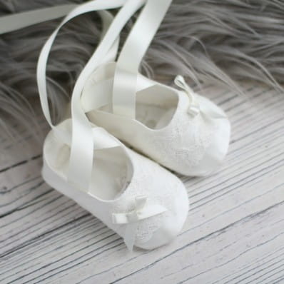 Mila Silk and lace Christening booties