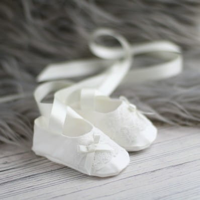 Mila Silk and lace blessing booties