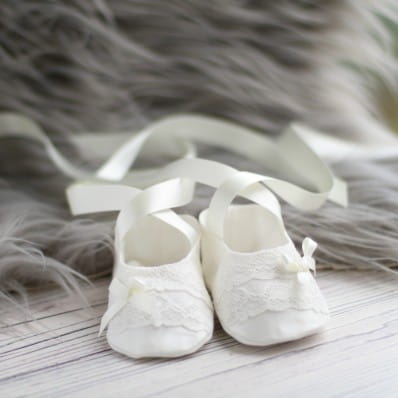 Mila Silk and lace Christening booties