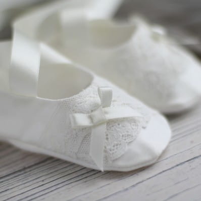 MilaSilk and lace baptism booties