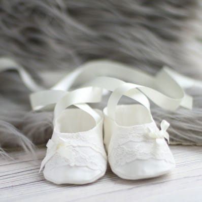 Mila Silk and lace Christening booties