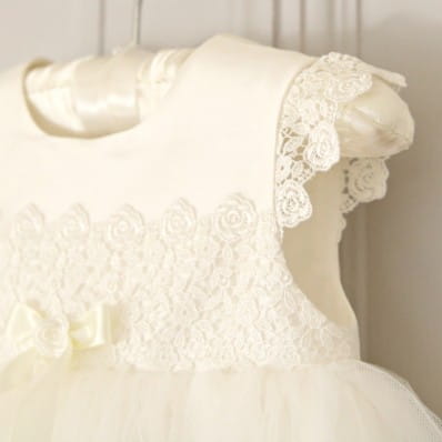 Evelyn silk, lace and tulle Christening gown