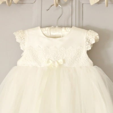 Evelyn silk, lace and tulle Christening gown