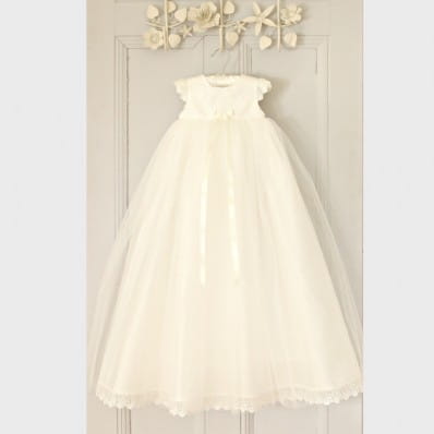 Evelyn silk, lace and tulle Christening gown