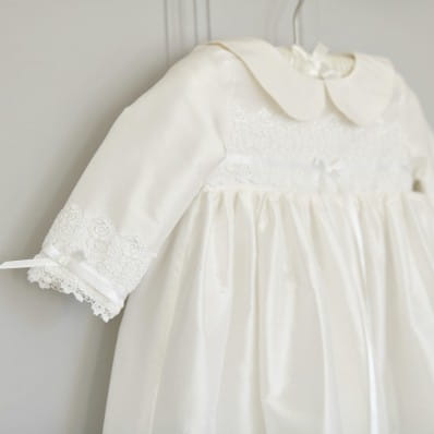 Isla christening gown sleeve detail