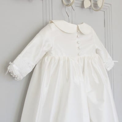 long sleeved christening gown back detail