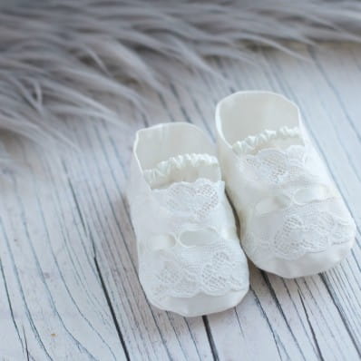 violet silk and lace booties