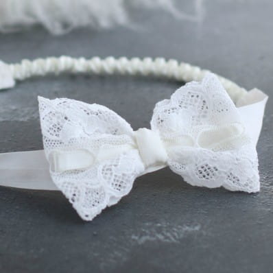 Violet silk and lace headband
