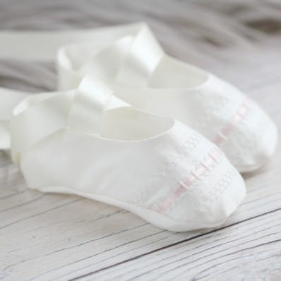 Ivory christening booties