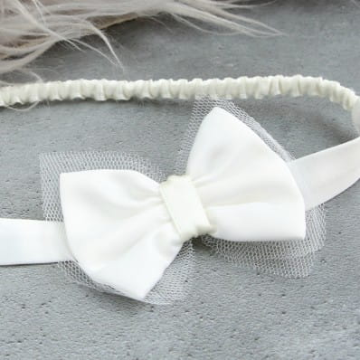 baptism headband with bow