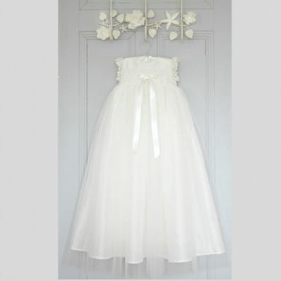 Luisa silk, lace and tulle Christening gown