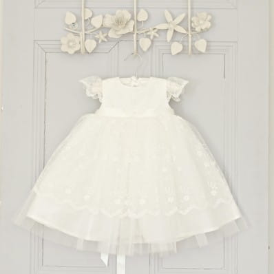 Ava silk lace and tulle Christening dress