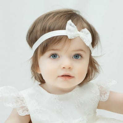 Christening Headband with Bow