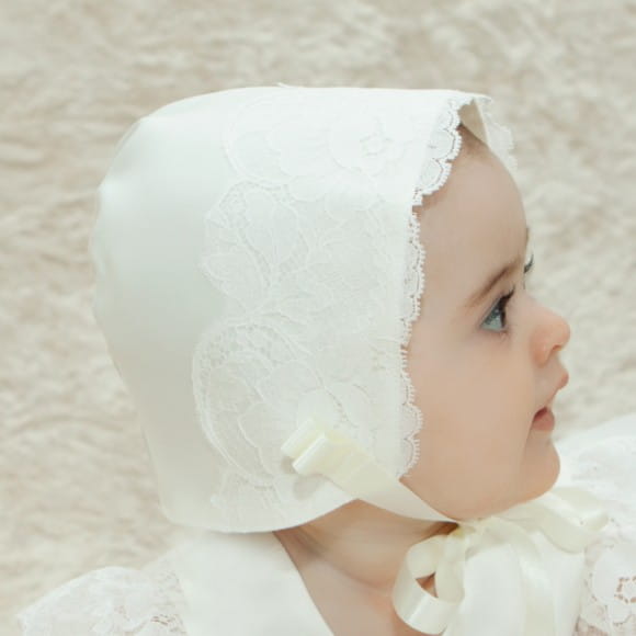 Adore Baby Beautiful silk and lace baby bonnets