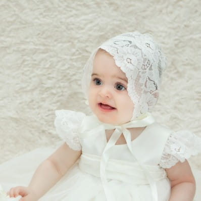 Lace christening bonnet