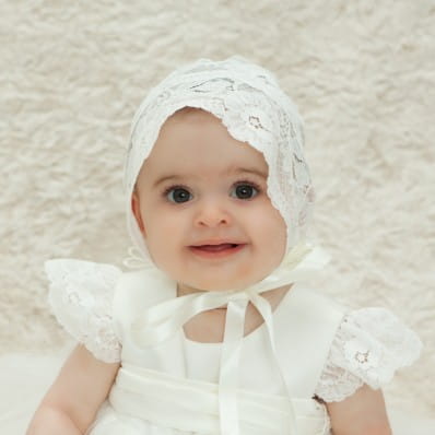 Ivory Lace Baby Bonnet