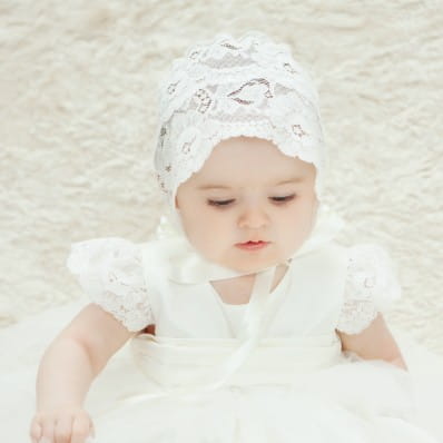 Holly Sheer lace Christening bonnet