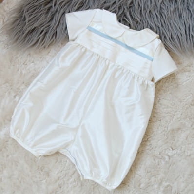 boys christening romper