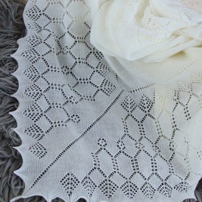 Soft ivory wool Christening shawl