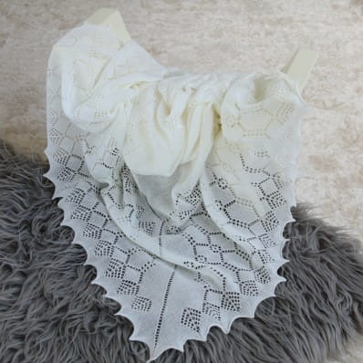 Ivory wool baptism shawl