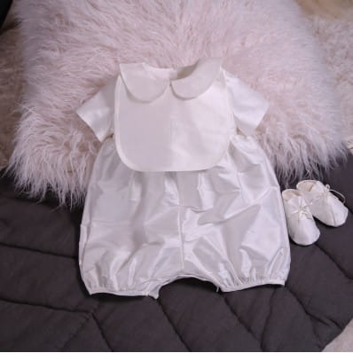 Silk Bib with cross over Luke romper