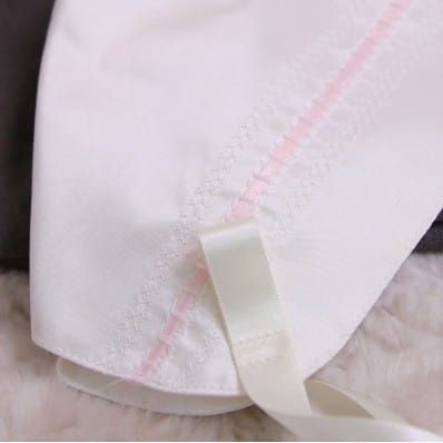 Evie Christening Bonnet with Pink ribbon