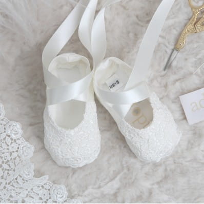 Olivia Christening Booties - Ivory