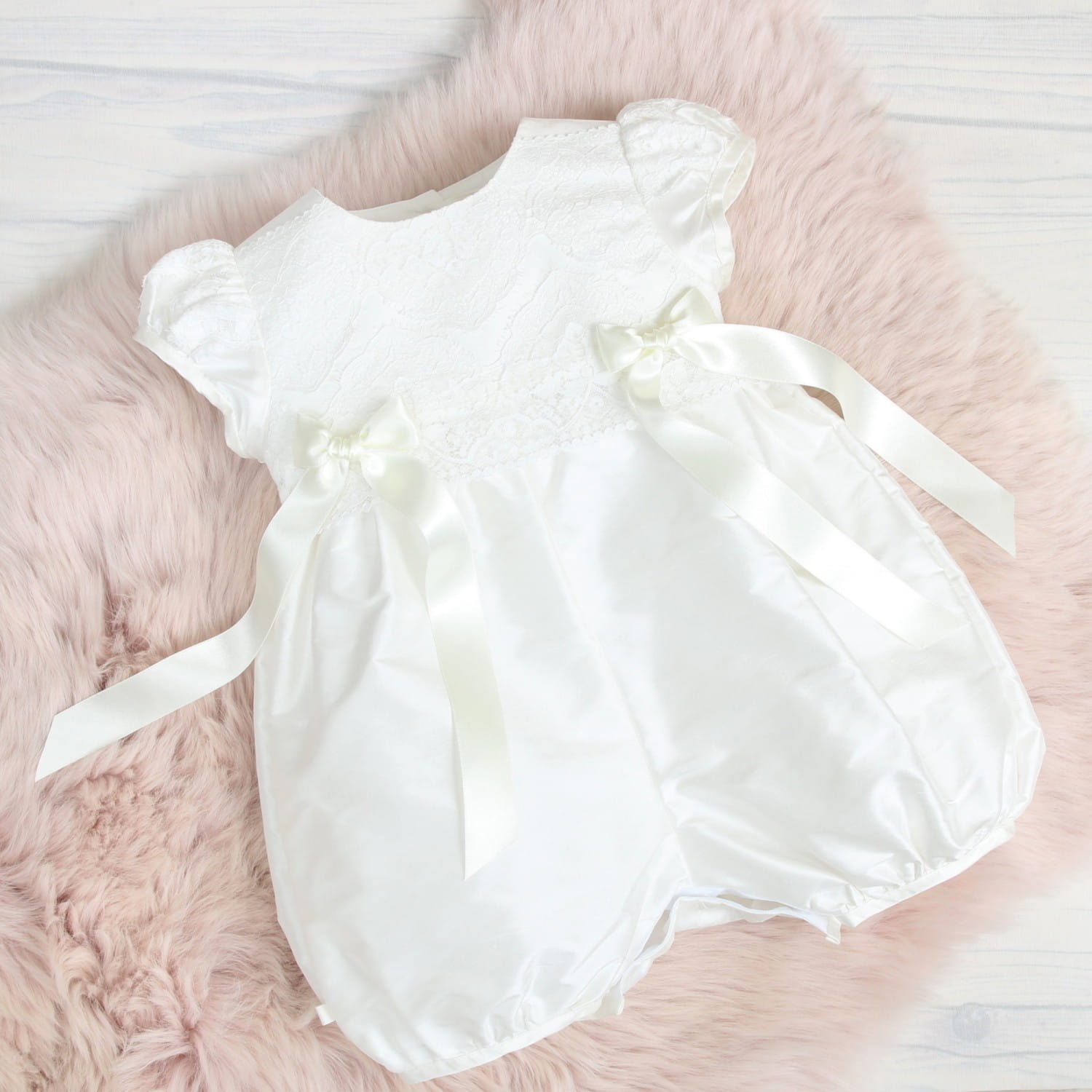Adore Baby Silk Baptism Rompers For Baby Girls