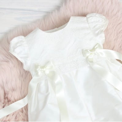 Alba Christening Romper - front detail
