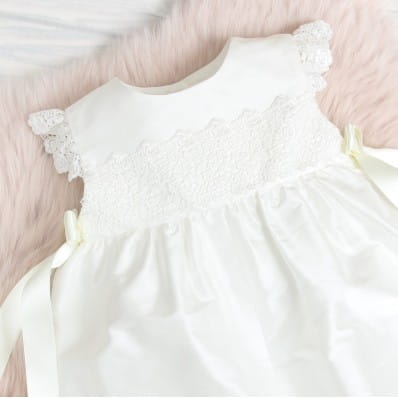 Evelyn Christening Romper - front detail