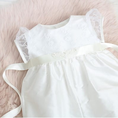 Ava Christening Romper - front detail