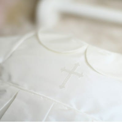 Jacob Christening Boys Romper with Embroidered Cross