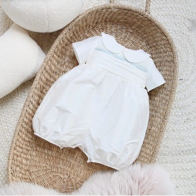 Jackson short leg Silk Christening romper