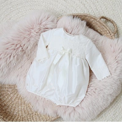 Girls Christening Romper - Lara