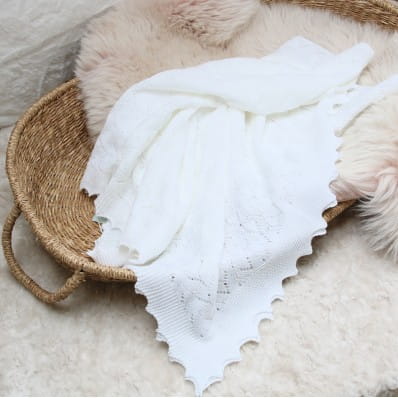 White Cotton Christening Shawl