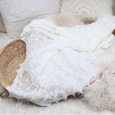 Merino Wool Christening Shawl