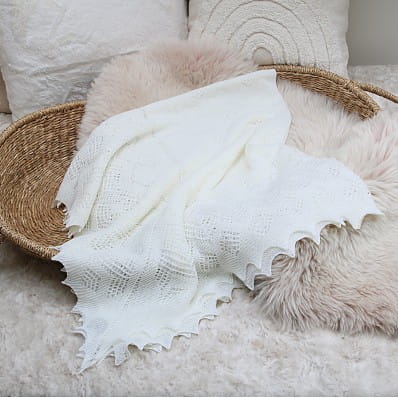 Merino Wool Christening Shawl