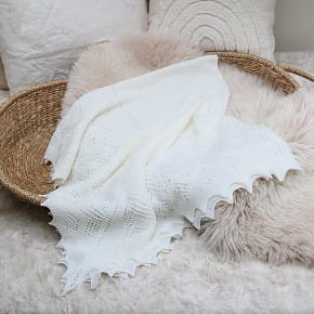 Super-fine Merino Wool Christening Shawl