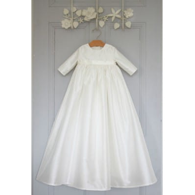 Venice gown with long sleeves in ivory with ivory ribbon