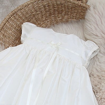 Violet silk and lace Christening dress