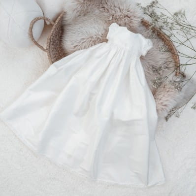 Pale ivory Silk Christening gown - Clara | Adore Baby