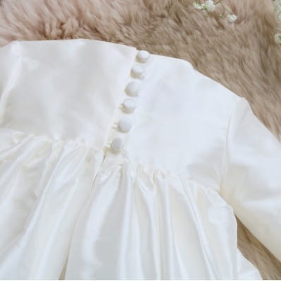 Button Detail - Unisex Silk Christening Gown