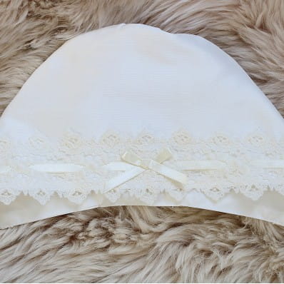 Baby Ivory Silk Baptism bonnet