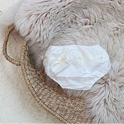Ivory Silk And Lace Nappy Cover | Kara