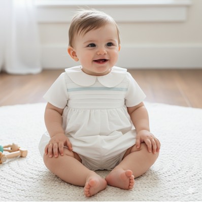 Jackson short leg Silk Christening romper