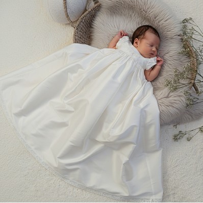 Pale ivory Silk Christening gown - Clara | Adore Baby